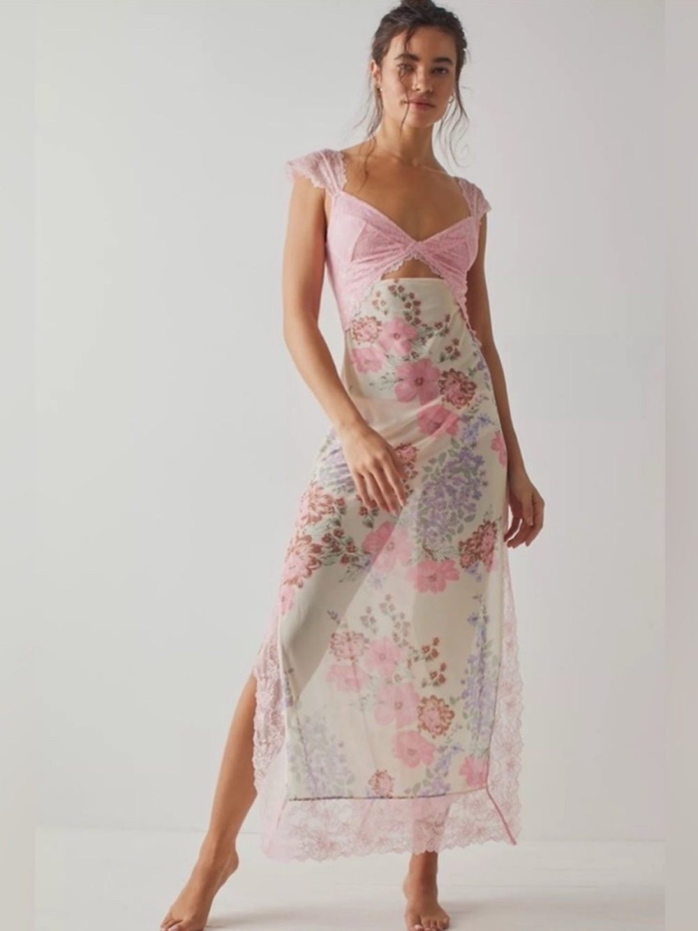 Free People Suddenly Fine Maxi Slip Dress Daisy Combo - Small